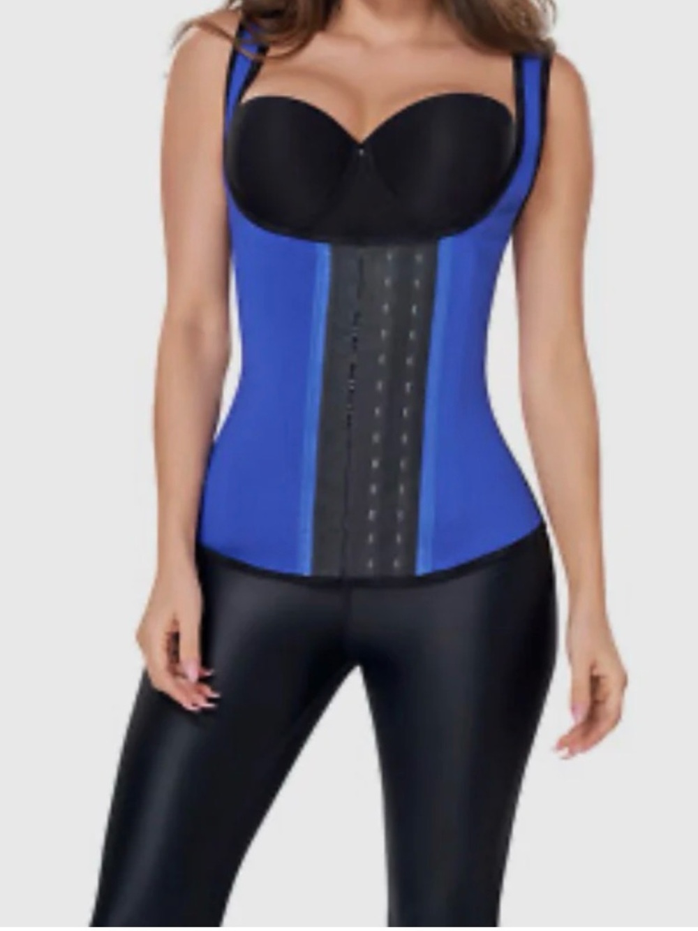 Ann Chery Blue and Black Latex Waist Trainer Vest